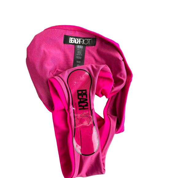 NEW Beach Riot High Waisted Swim Bikini Bottom Fuchsia Rose Pink Size XS - Picture 4 of 6